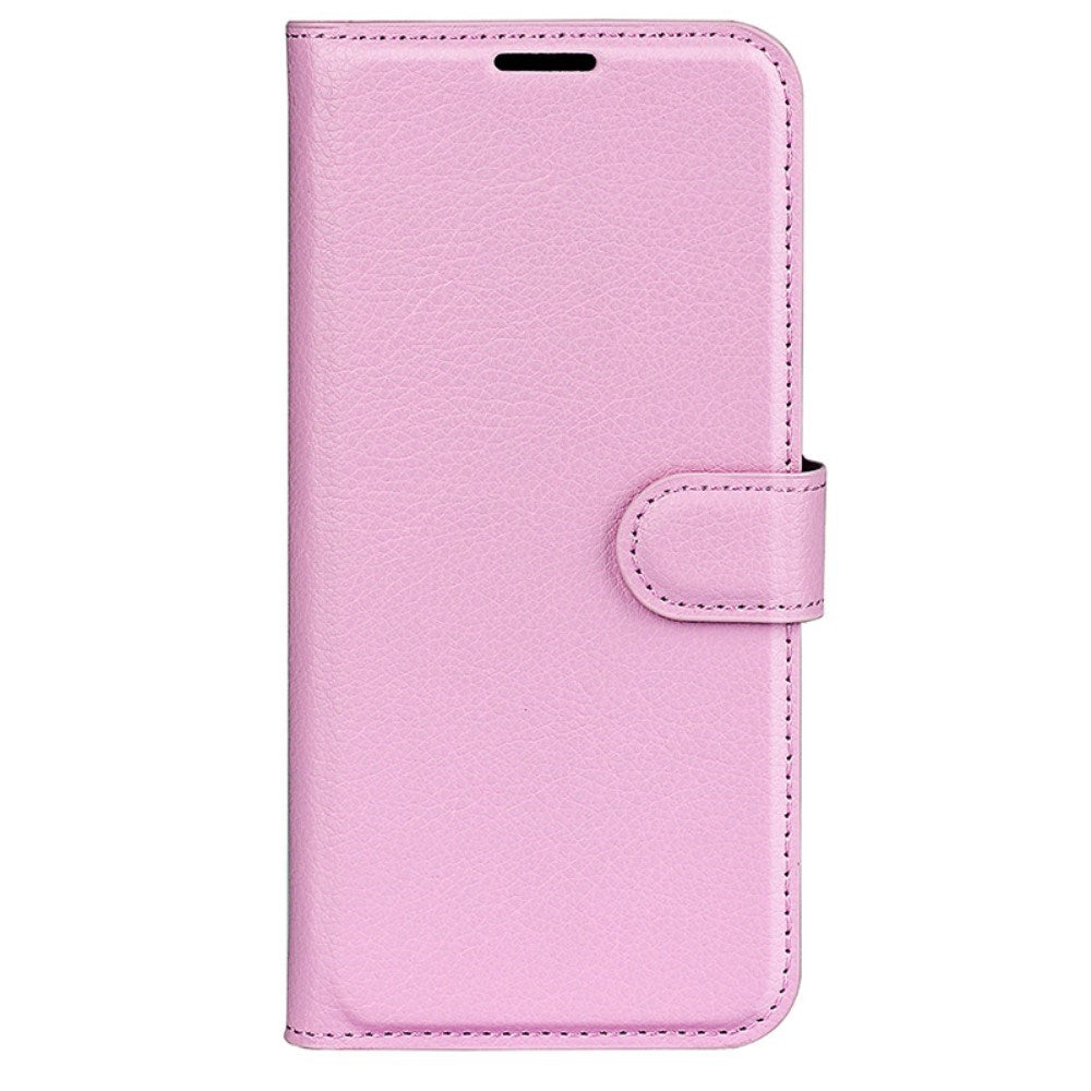 EIDERWOOD iPhone 16 Plus Litchi Læder Mobil Cover m. Pung - Lyserød