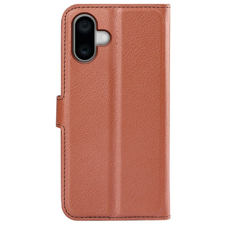 EIDERWOOD iPhone 16 Plus Litchi Læder Mobil Cover m. Pung - Brun