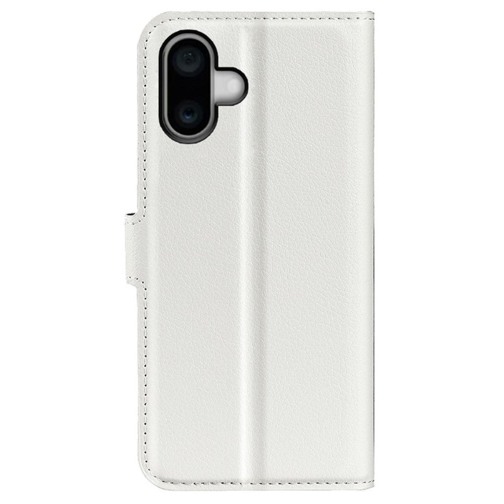 EIDERWOOD iPhone 16 Litchi Læder Mobil Cover m. Pung - Hvid