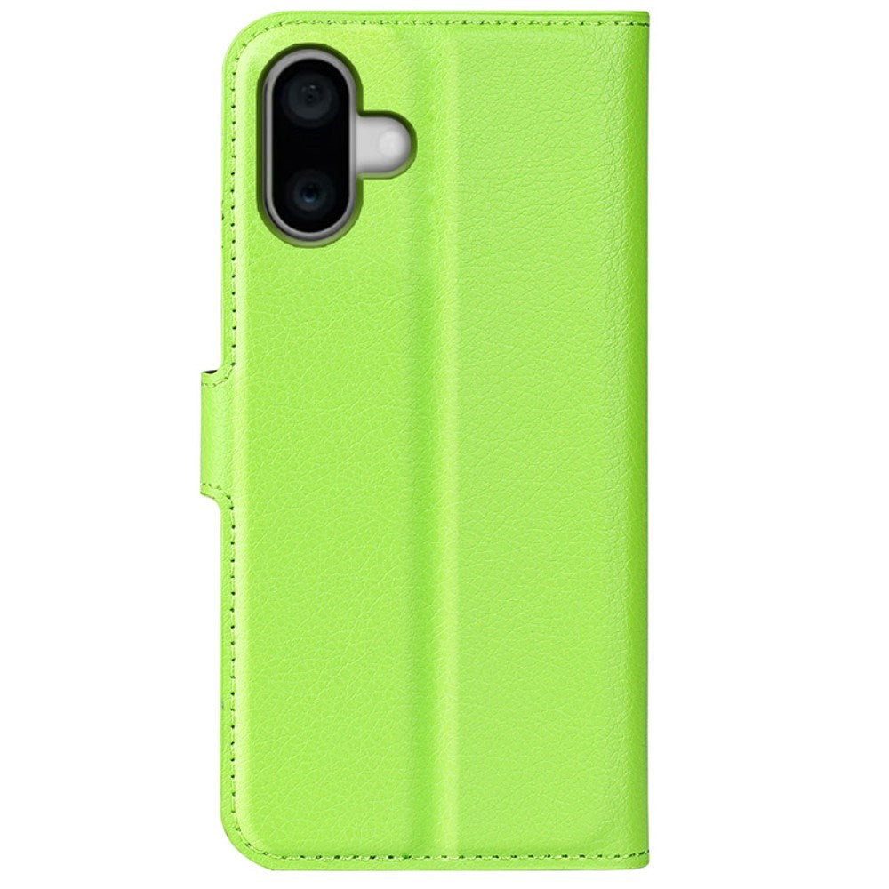 EIDERWOOD iPhone 16 Litchi Læder Mobil Cover m. Pung - Grøn
