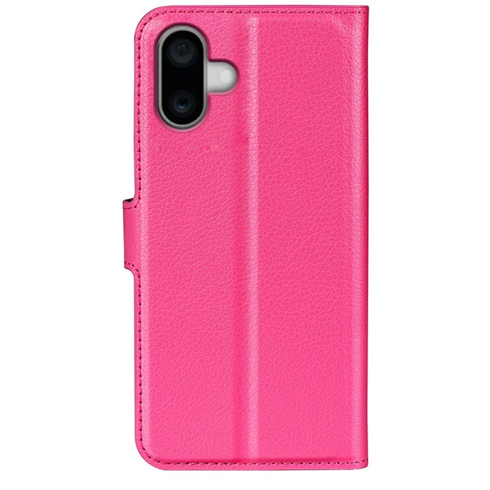 EIDERWOOD iPhone 16 Litchi Læder Mobil Cover m. Pung - Pink