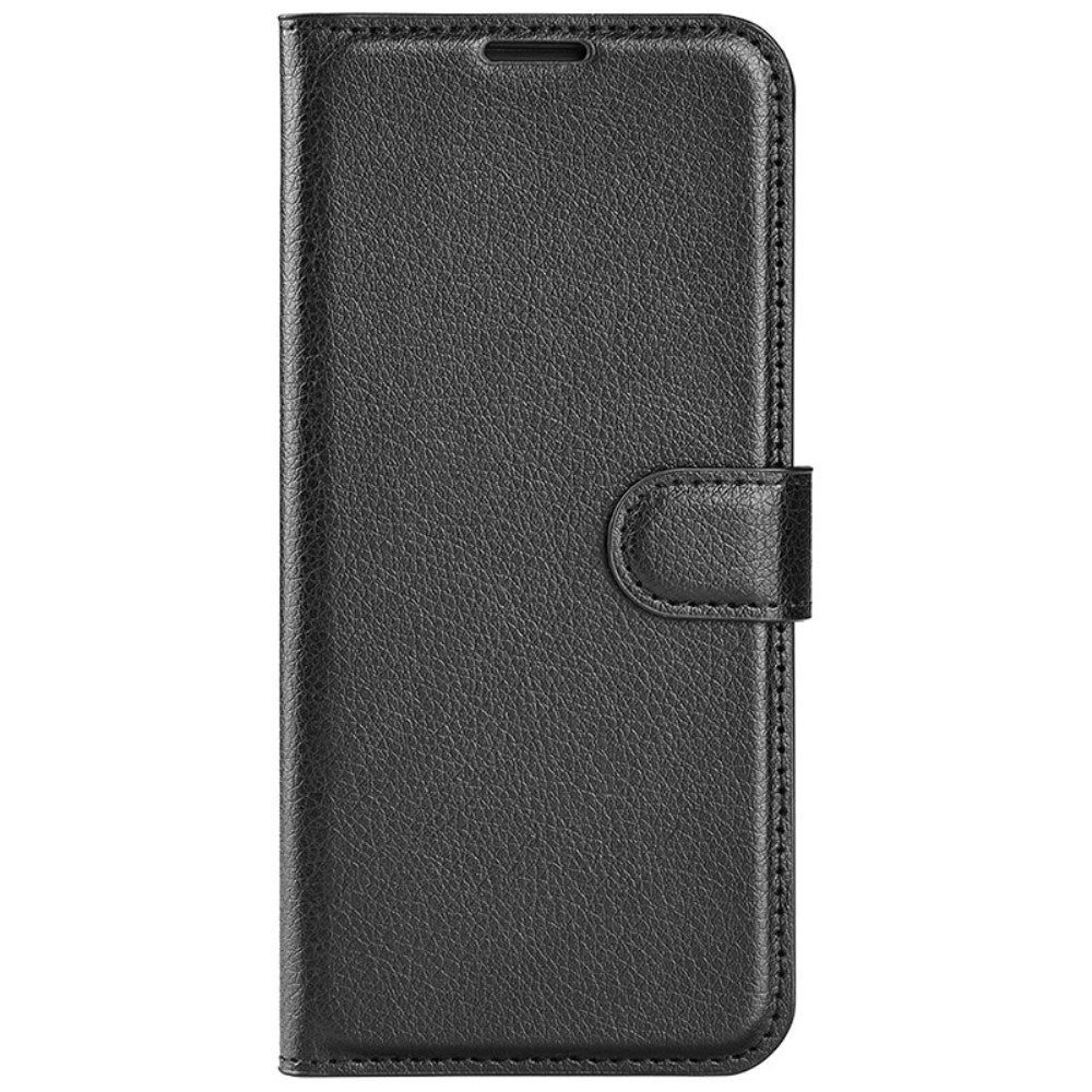 EIDERWOOD iPhone 16 Litchi Læder Mobil Cover m. Pung - Sort