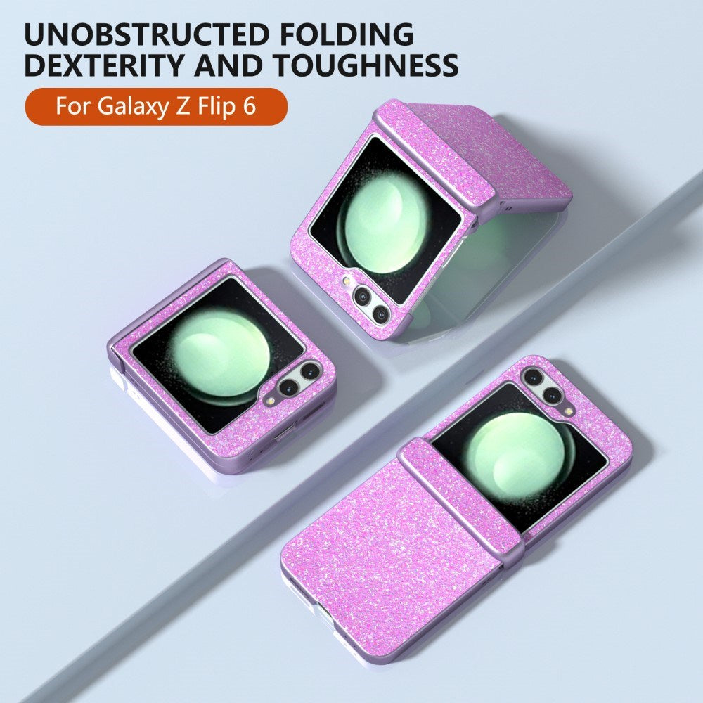 EIDERWOOD Samsung Galaxy Z Flip7 FE / Flip6 Læderbetrukket Glitrende Plastik Mobil Cover - Lilla