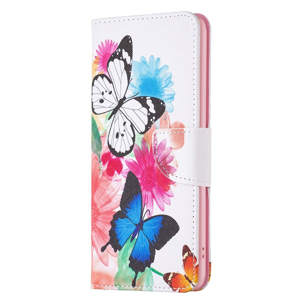 EIDERWOOD iPhone 16 Pro Læder Mobil Cover m. Pung & Ståfunktion - To Sommerfugle