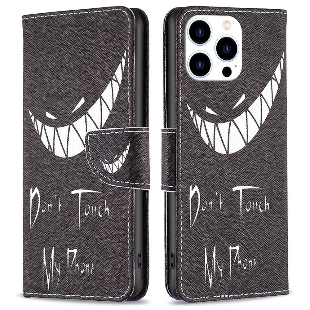 EIDERWOOD iPhone 16 Pro Max Læder Mobil Cover m. Pung & Ståfunktion - "Don't Touch My Phone"