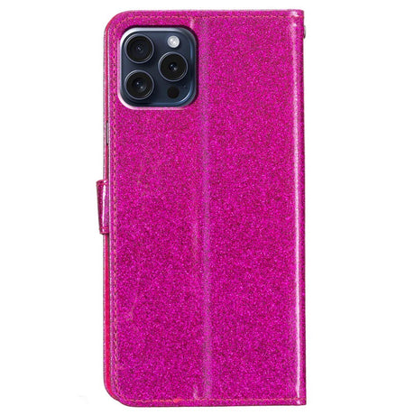 EIDERWOOD iPhone 16 Pro Læder Mobil Cover m. Pung & Strop - Glimmer - Pink