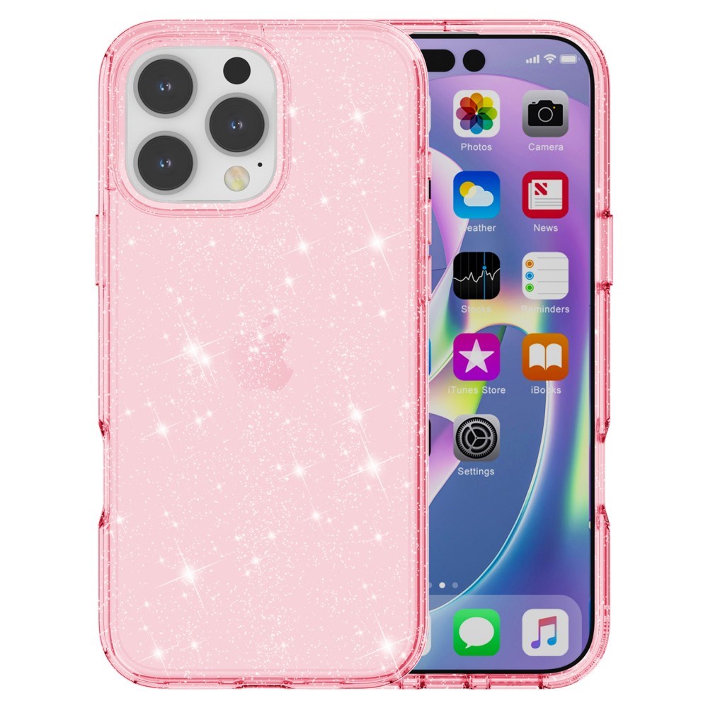 EIDERWOOD iPhone 16 Pro Max Hybrid Plastik Mobil Cover - Lyserød Glitter