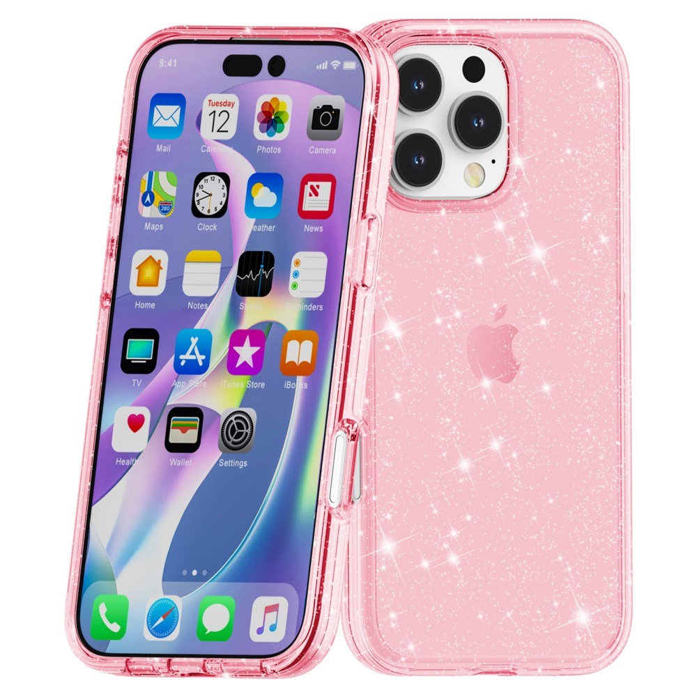 EIDERWOOD iPhone 16 Pro Max Hybrid Plastik Mobil Cover - Lyserød Glitter