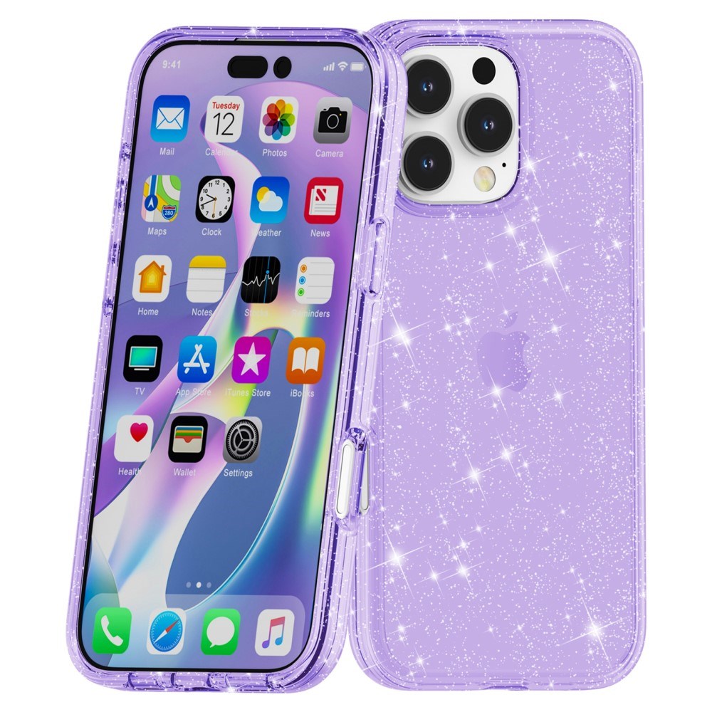 EIDERWOOD iPhone 16 Pro Max Hybrid Plastik Mobil Cover - Lilla Glitter