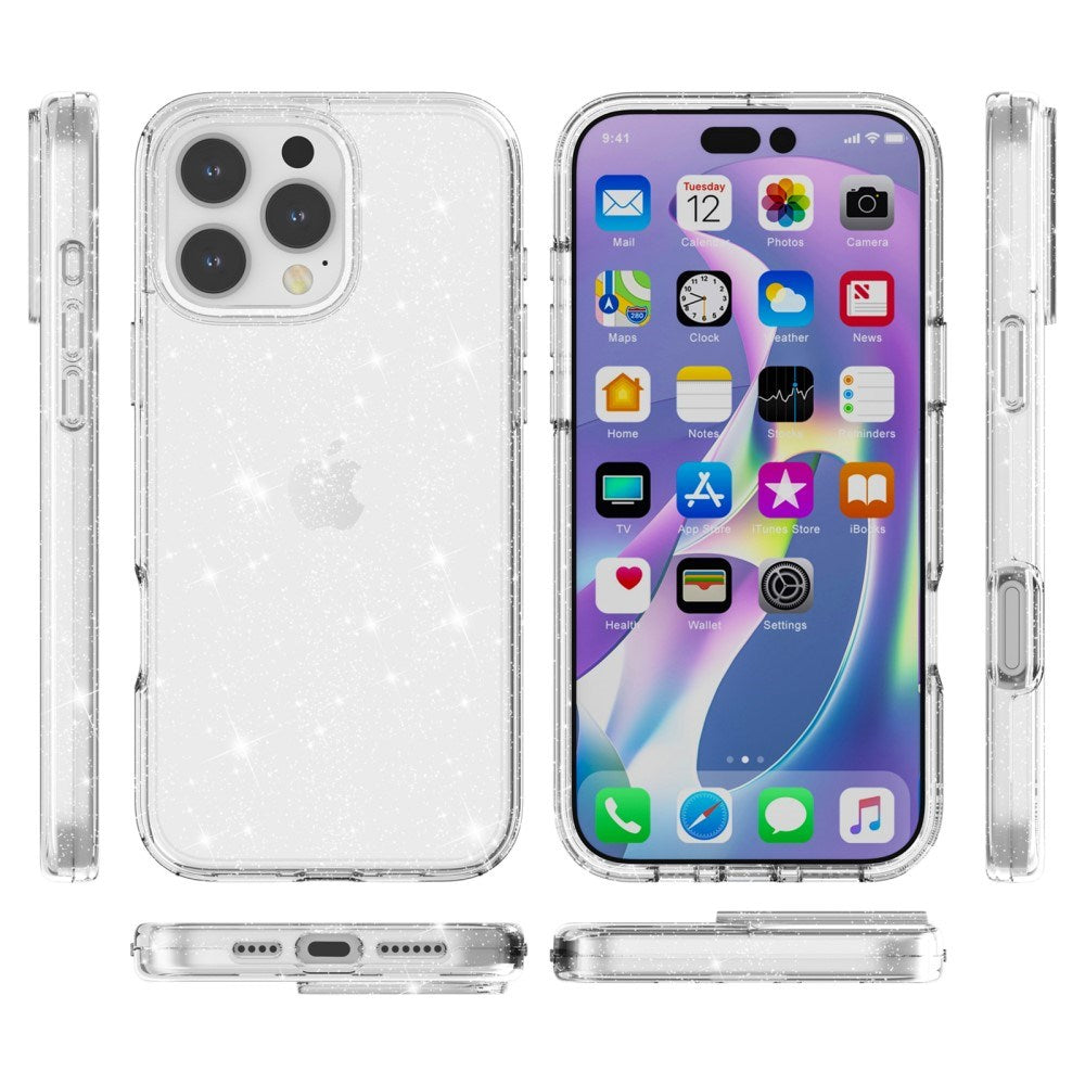 EIDERWOOD iPhone 16 Pro Hybrid Plastik Mobil Cover - Hvid Glitter