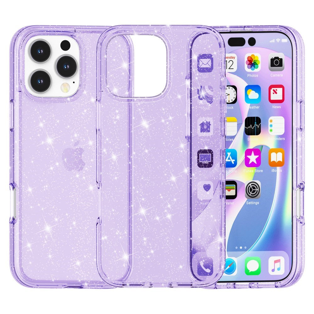 EIDERWOOD iPhone 16 Pro Hybrid Plastik Mobil Cover - Lilla Glitter