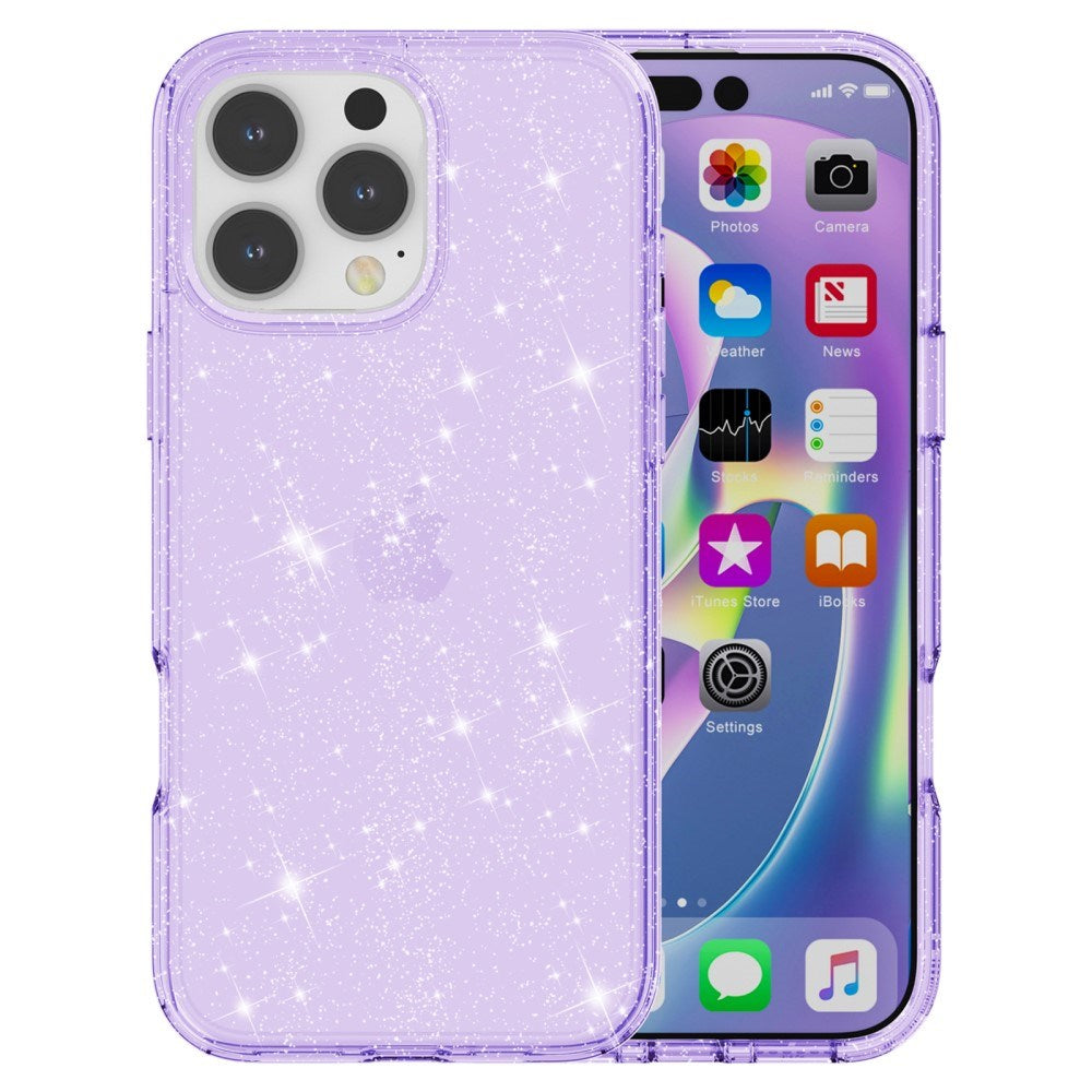 EIDERWOOD iPhone 16 Pro Hybrid Plastik Mobil Cover - Lilla Glitter