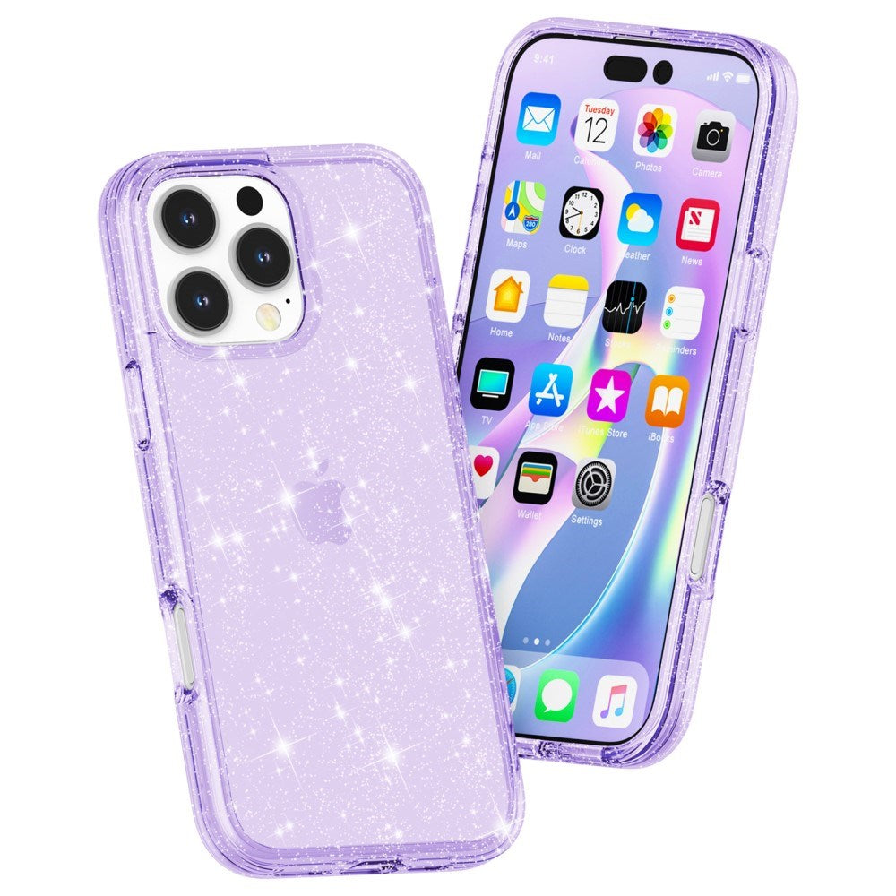 EIDERWOOD iPhone 16 Pro Hybrid Plastik Mobil Cover - Lilla Glitter