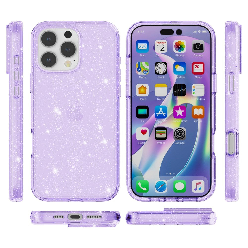 EIDERWOOD iPhone 16 Pro Hybrid Plastik Mobil Cover - Lilla Glitter