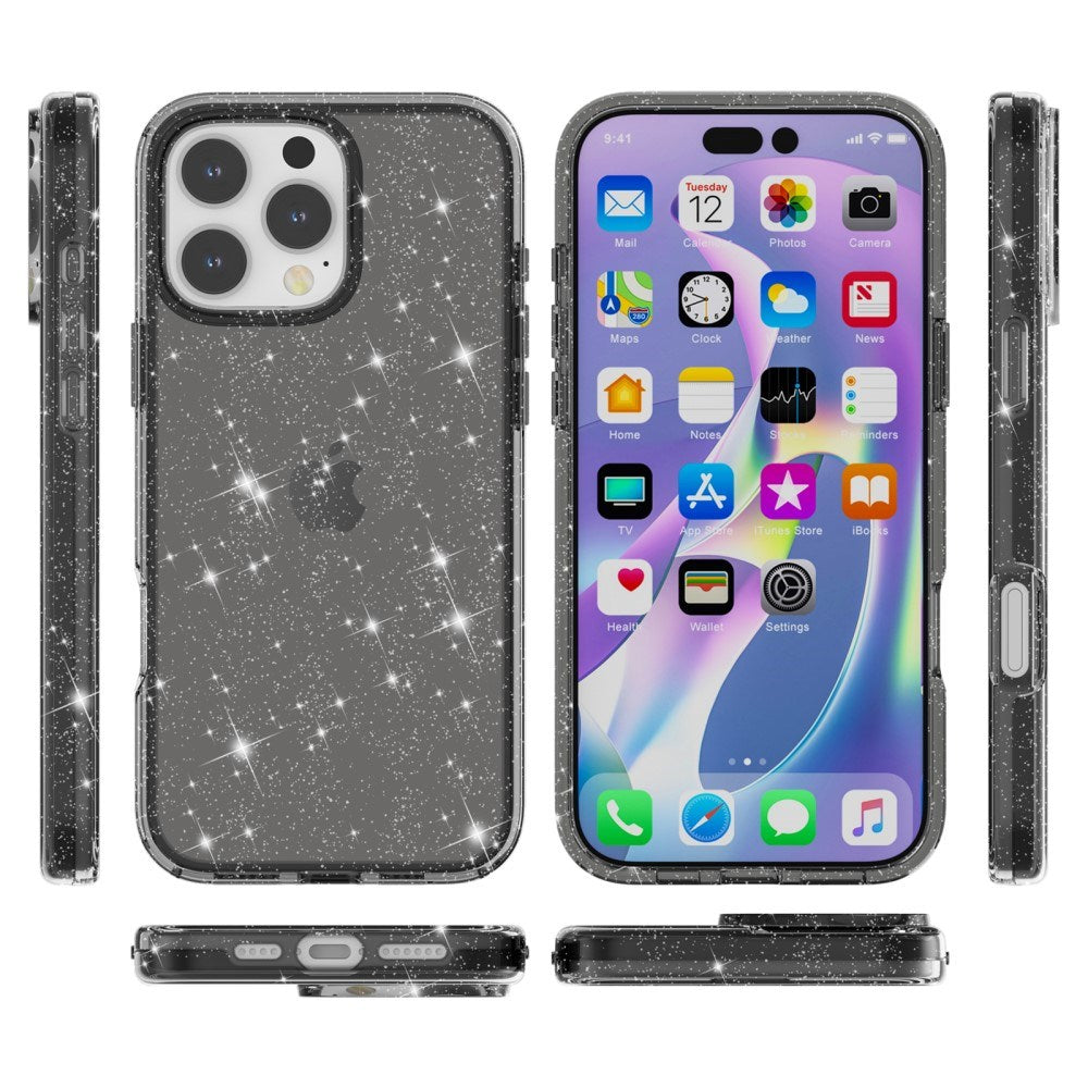 EIDERWOOD iPhone 16 Pro Hybrid Plastik Mobil Cover - Sort Glitter