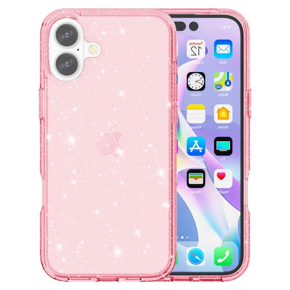 EIDERWOOD iPhone 16 Hybrid Plastik Mobil Cover - Lyserød Glitter