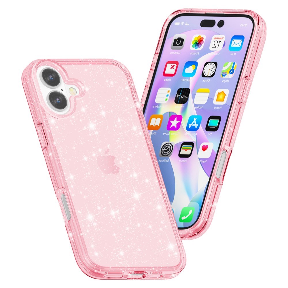 EIDERWOOD iPhone 16 Hybrid Plastik Mobil Cover - Lyserød Glitter