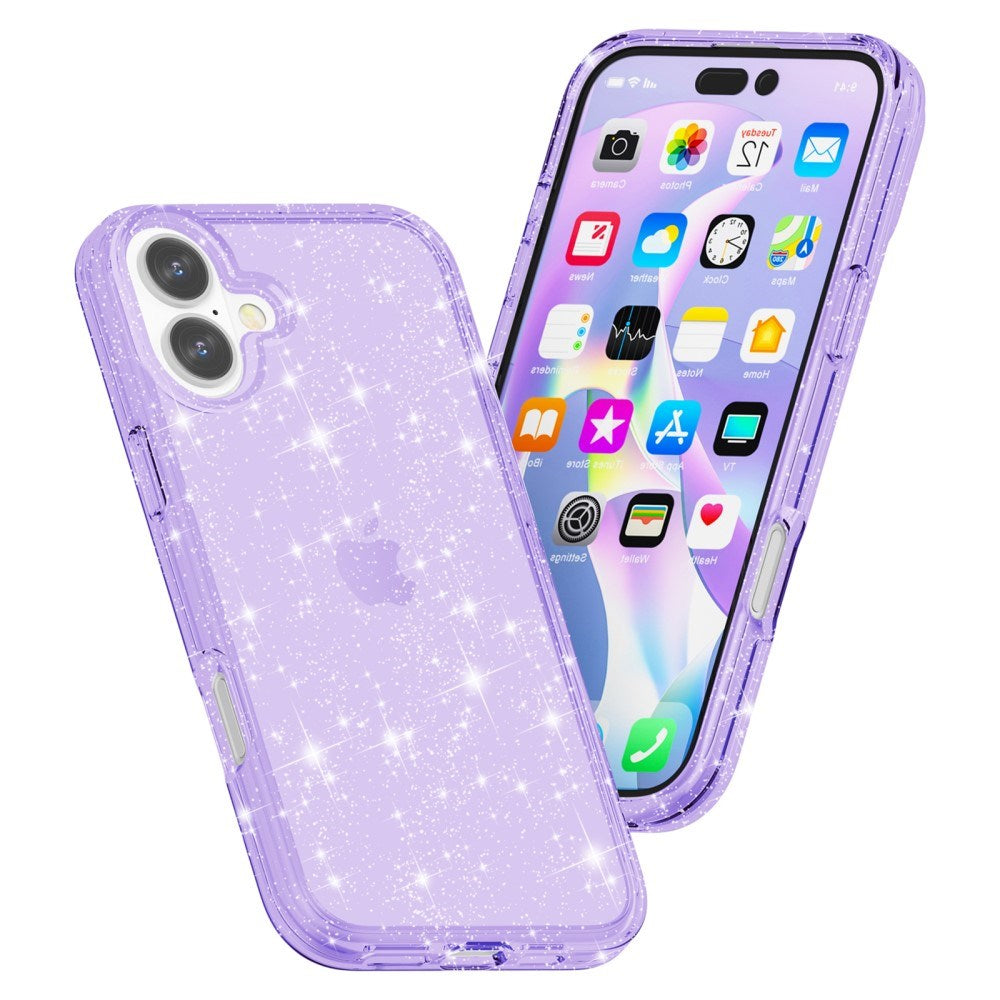 EIDERWOOD iPhone 16 Hybrid Plastik Mobil Cover - Lilla Glitter