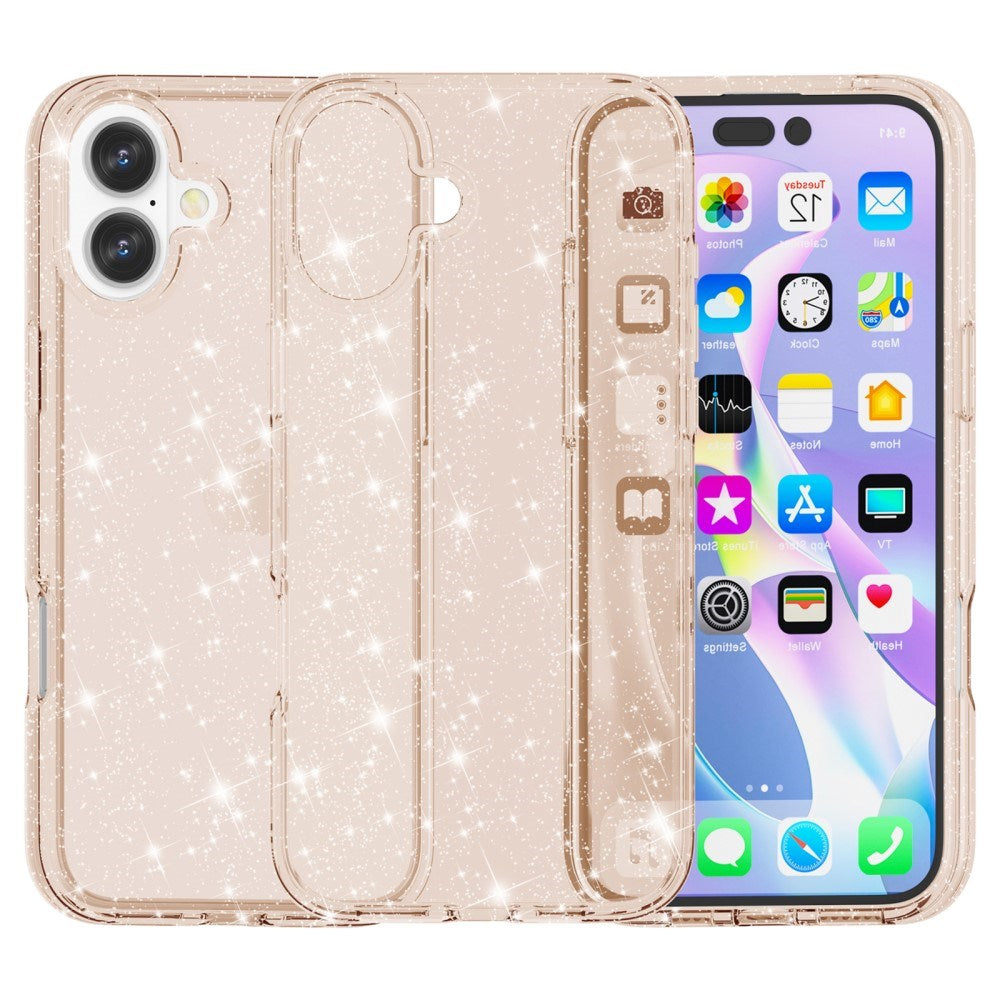 EIDERWOOD iPhone 16 Hybrid Plastik Mobil Cover - Guld Glitter
