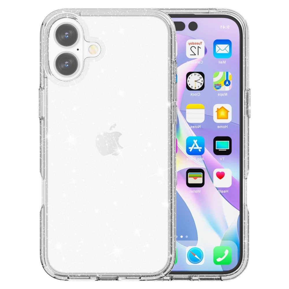 EIDERWOOD iPhone 16 Hybrid Plastik Mobil Cover - Hvid Glitter