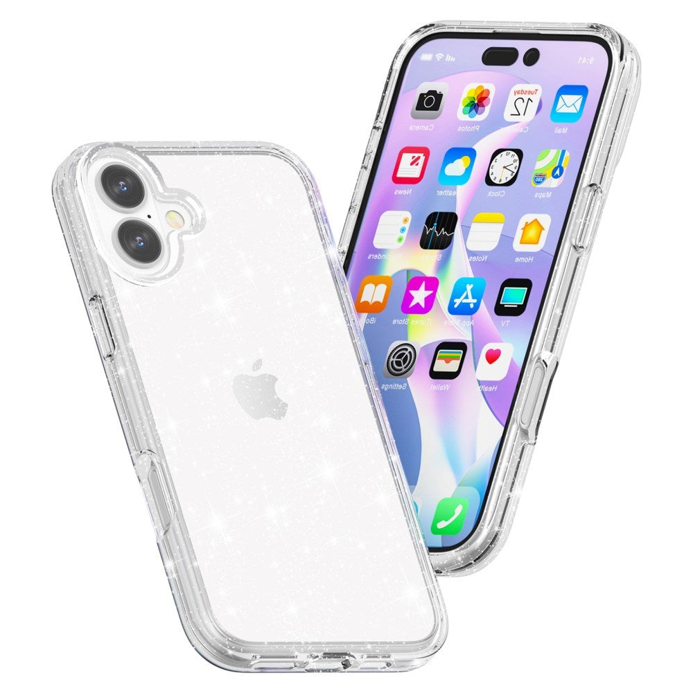 EIDERWOOD iPhone 16 Hybrid Plastik Mobil Cover - Hvid Glitter