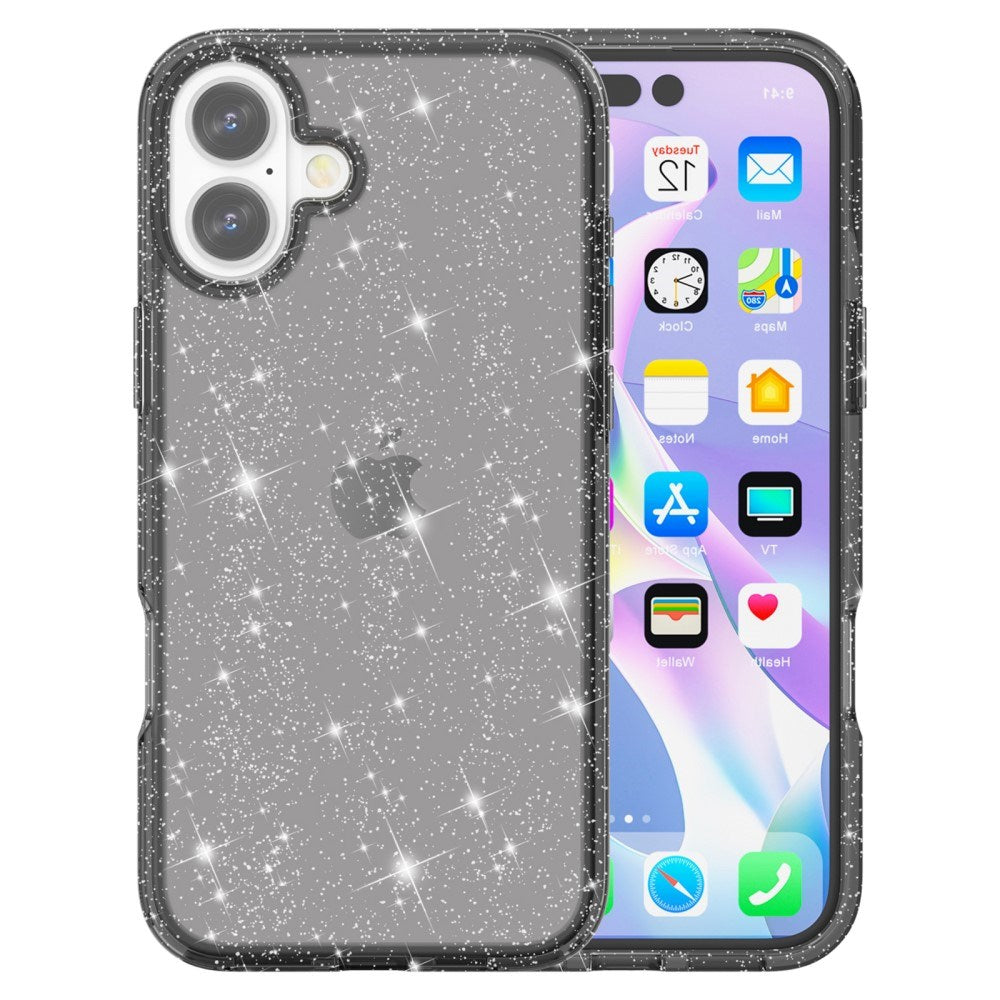 EIDERWOOD iPhone 16 Hybrid Plastik Mobil Cover - Sort Glitter