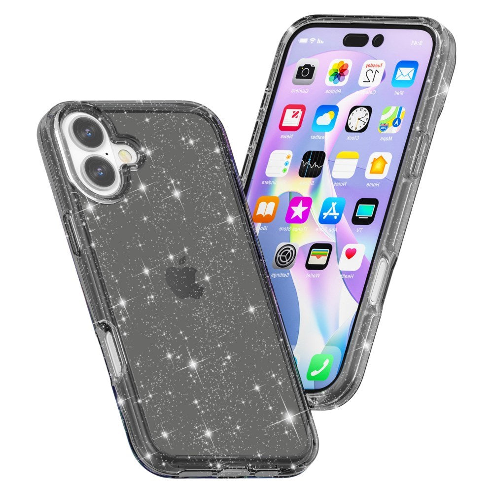 EIDERWOOD iPhone 16 Hybrid Plastik Mobil Cover - Sort Glitter