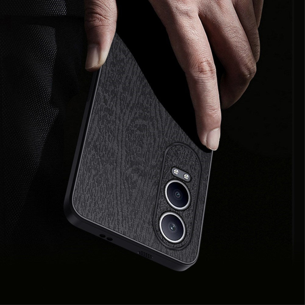 EIDERWOOD OnePlus Nord CE4 Lite (5G) Læderbetrukket Plastik Mobil Cover - Træ Tesktur - Sort