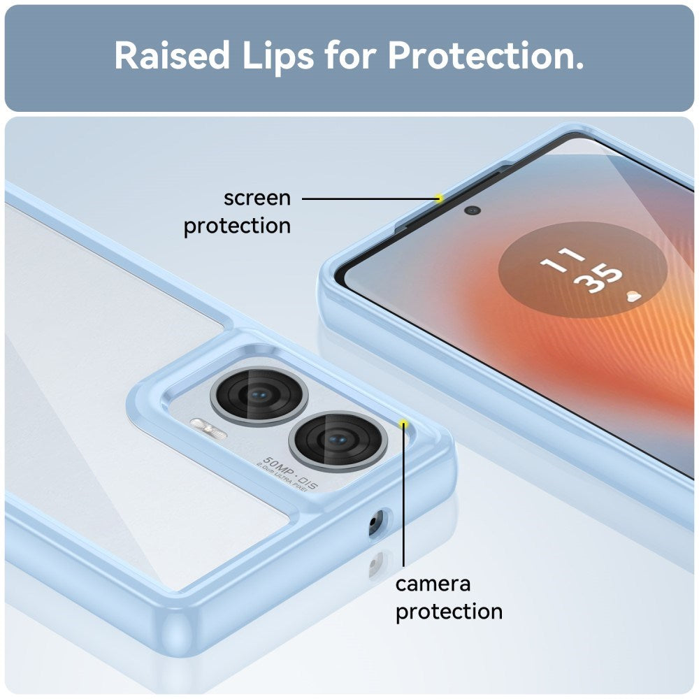 EIDERWOOD Motorola Edge 50 Fusion Hybrid Plastik Mobil Cover - Gennemsigtig / Blå