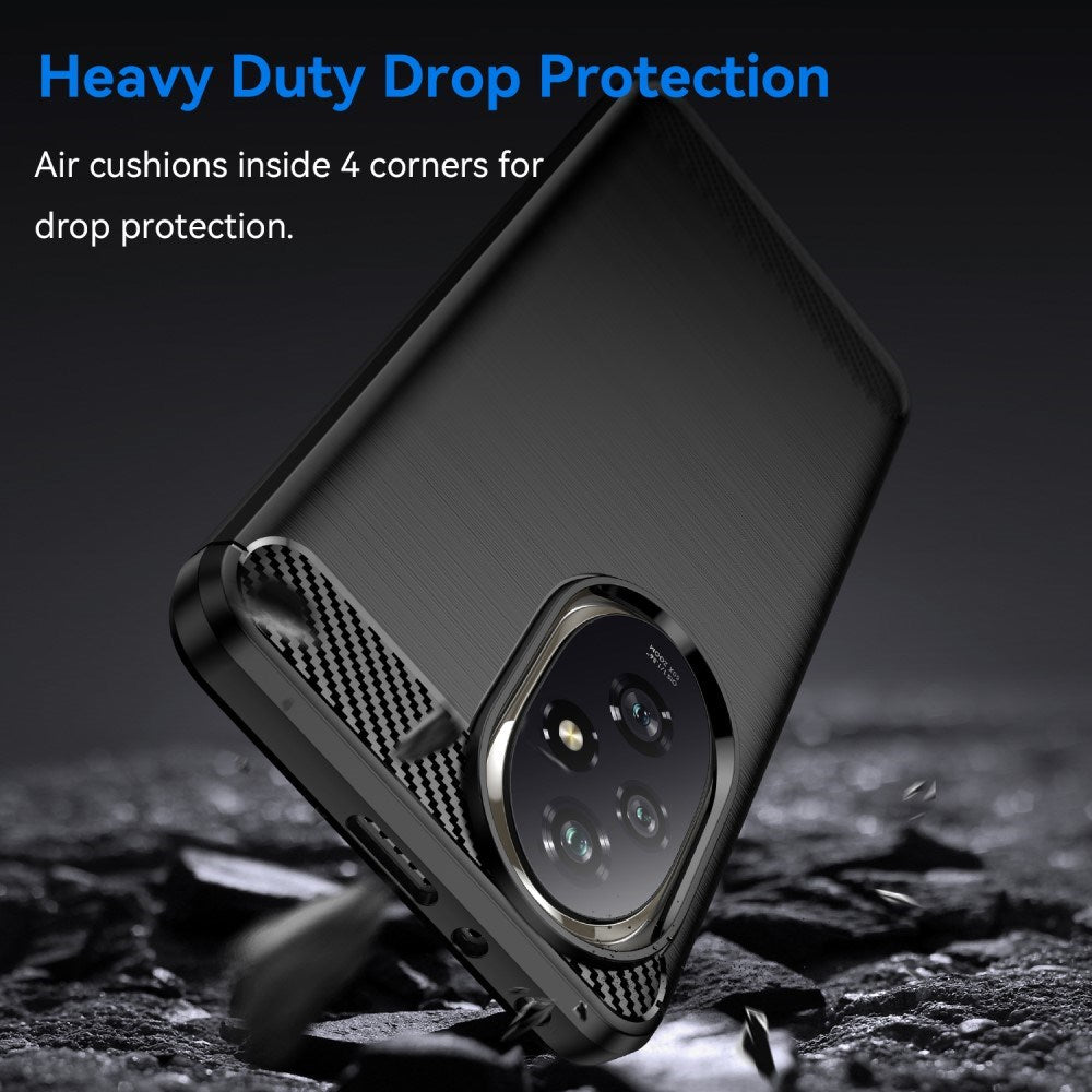 EIDERWOOD - Honor 200 Pro (5G) - Brushed Carbon Fiber Fleksibelt Plastik Cover - Sort