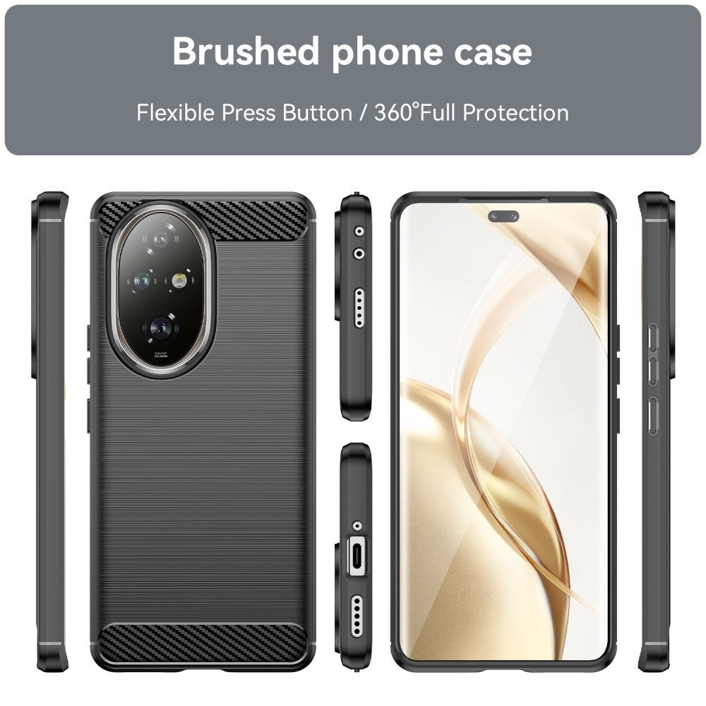 EIDERWOOD - Honor 200 Pro (5G) - Brushed Carbon Fiber Fleksibelt Plastik Cover - Sort