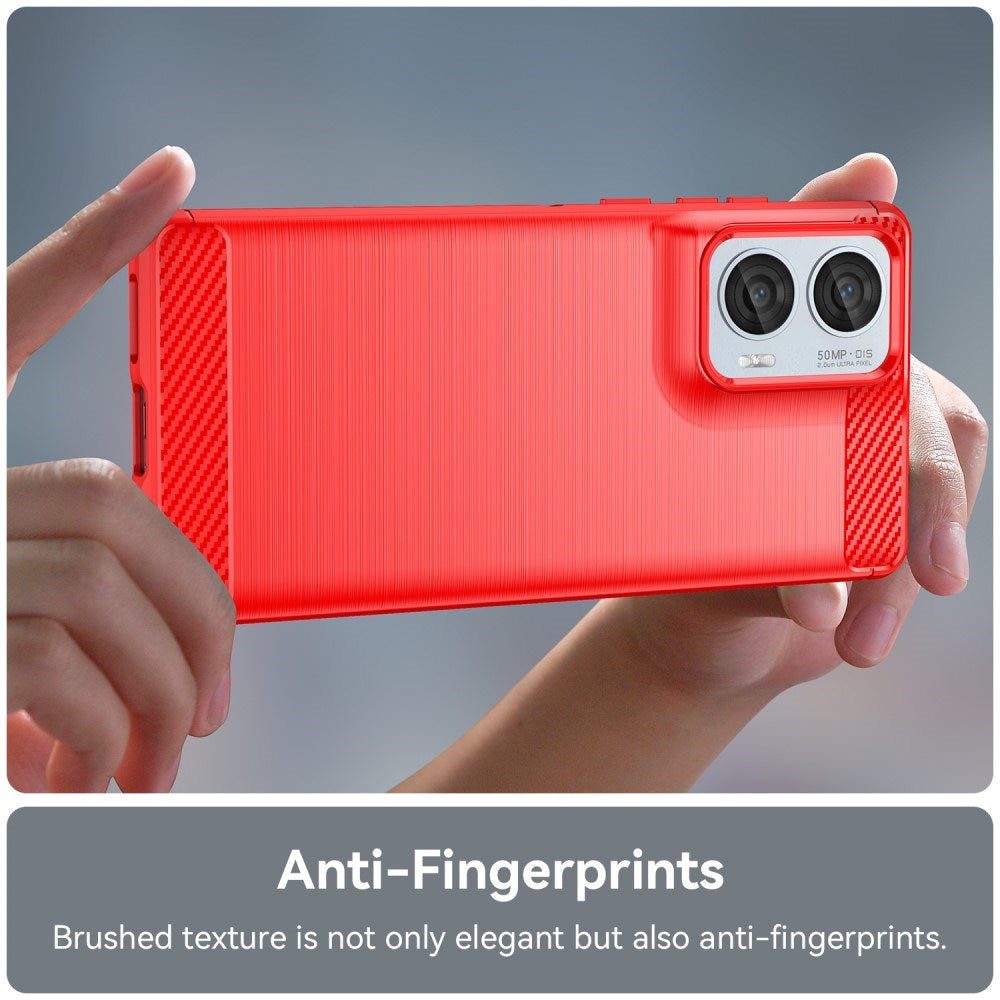 EIDERWOOD Motorola Edge 50 Fusion Brushed Carbon Mobil Cover - Rød