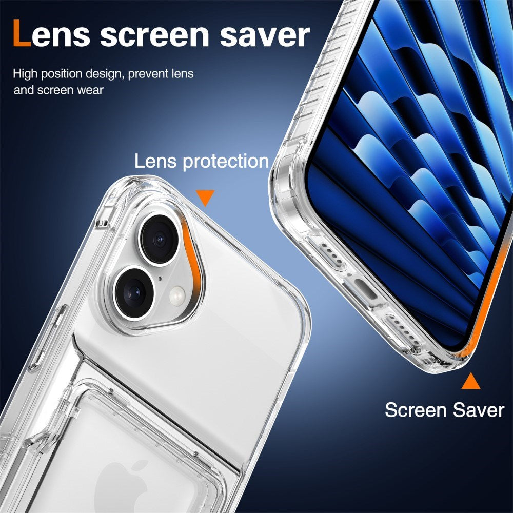 EIDERWOOD iPhone 16 Plus Hybrid Plastik Mobil Cover m. Kortholder - Gennemsigtig