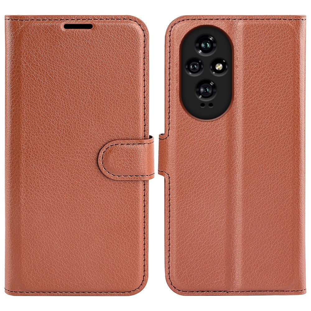 EIDERWOOD Honor 200 5G Wallet Case – Litchi Tekstur Kunstlæder Flip Cover - Brun