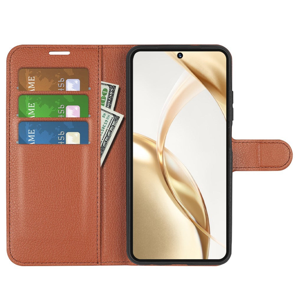EIDERWOOD Honor 200 5G Wallet Case – Litchi Tekstur Kunstlæder Flip Cover - Brun