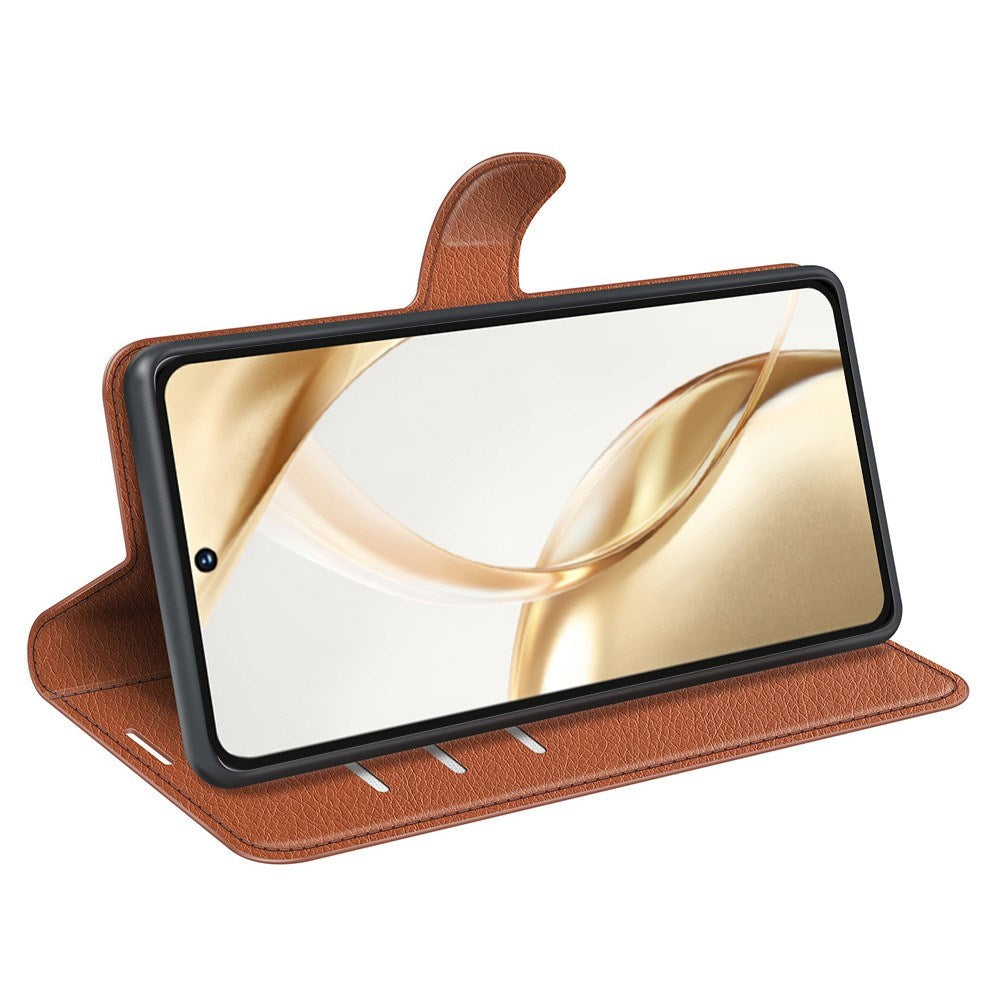 EIDERWOOD Honor 200 5G Wallet Case – Litchi Tekstur Kunstlæder Flip Cover - Brun