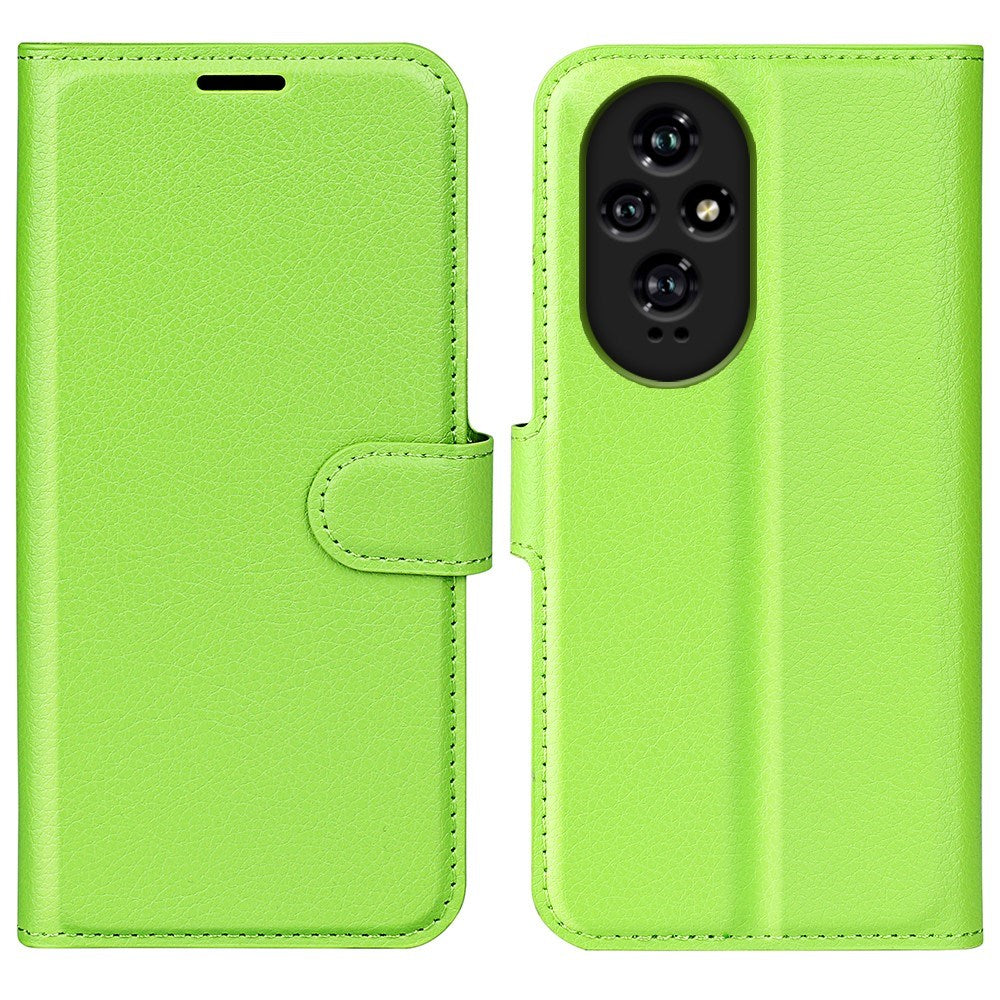 EIDERWOOD Honor 200 5G Wallet Case – Litchi Tekstur Kunstlæder Flip Cover - Grøn