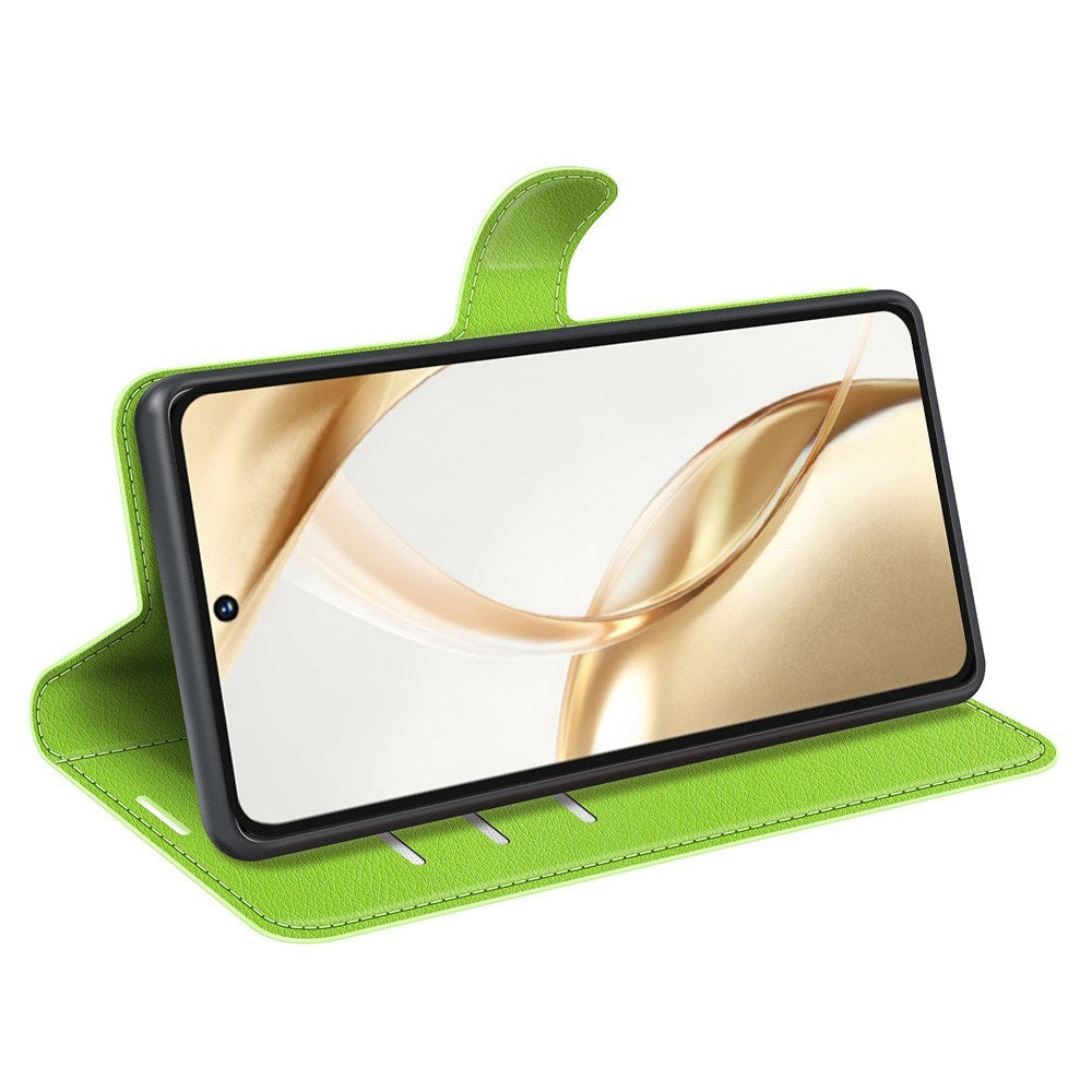 EIDERWOOD Honor 200 5G Wallet Case – Litchi Tekstur Kunstlæder Flip Cover - Grøn