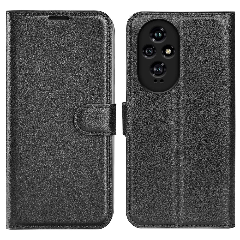 EIDERWOOD Honor 200 5G Wallet Case – Litchi Tekstur Kunstlæder Flip Cover - Sort