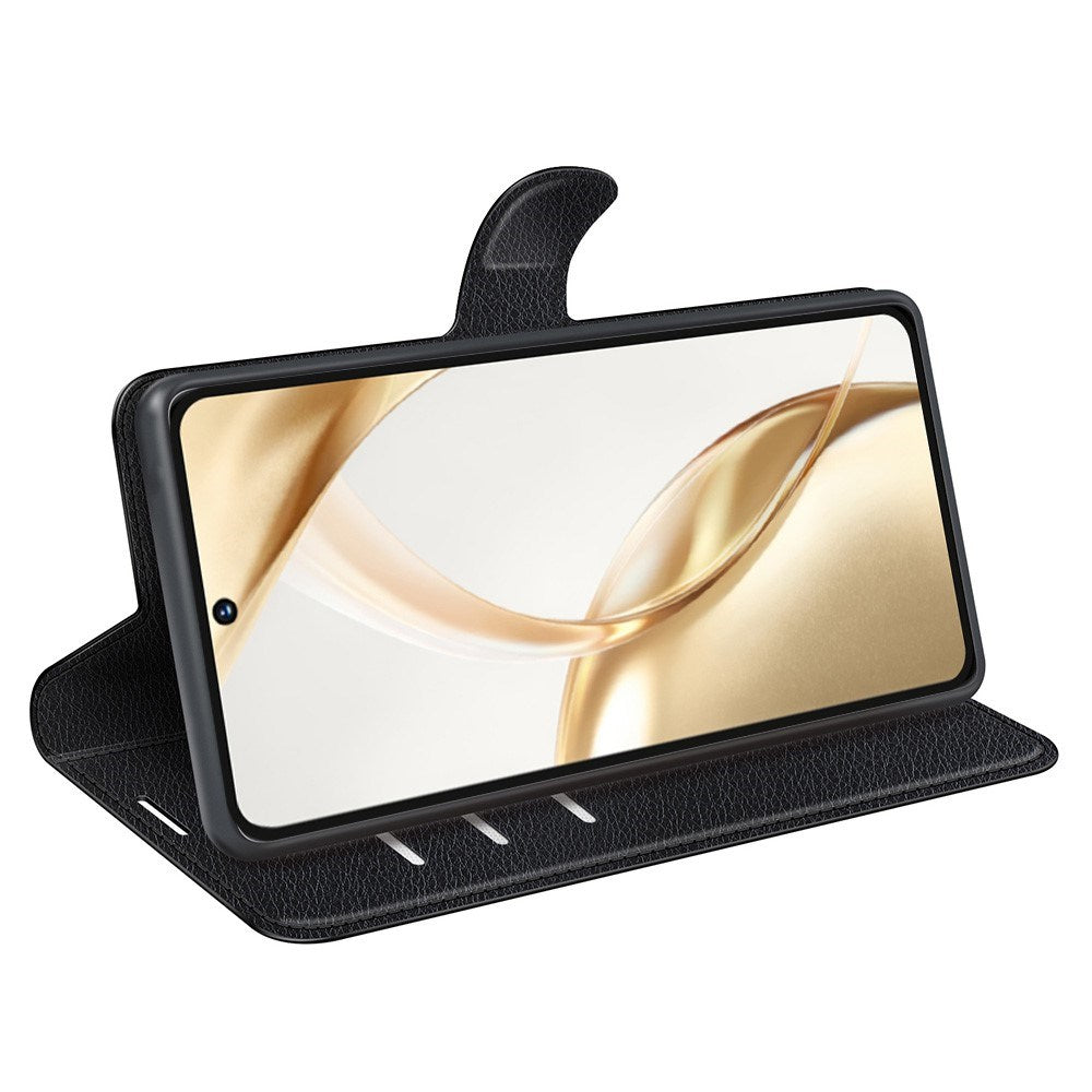 EIDERWOOD Honor 200 5G Wallet Case – Litchi Tekstur Kunstlæder Flip Cover - Sort