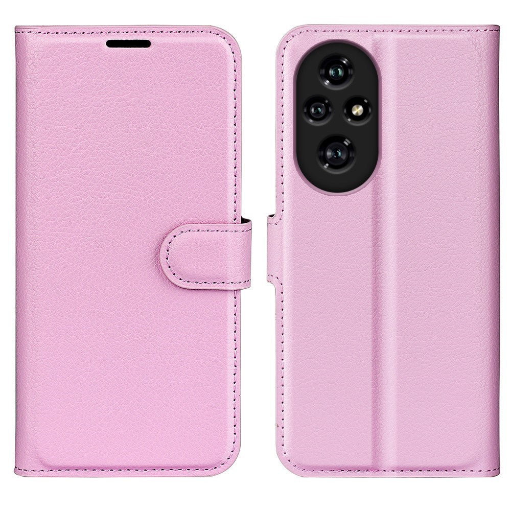 EIDERWOOD - Honor 200 Pro (5G) - Kunstlæder Flip Cover m. Kortholder & Ståfunktion - Lyserød