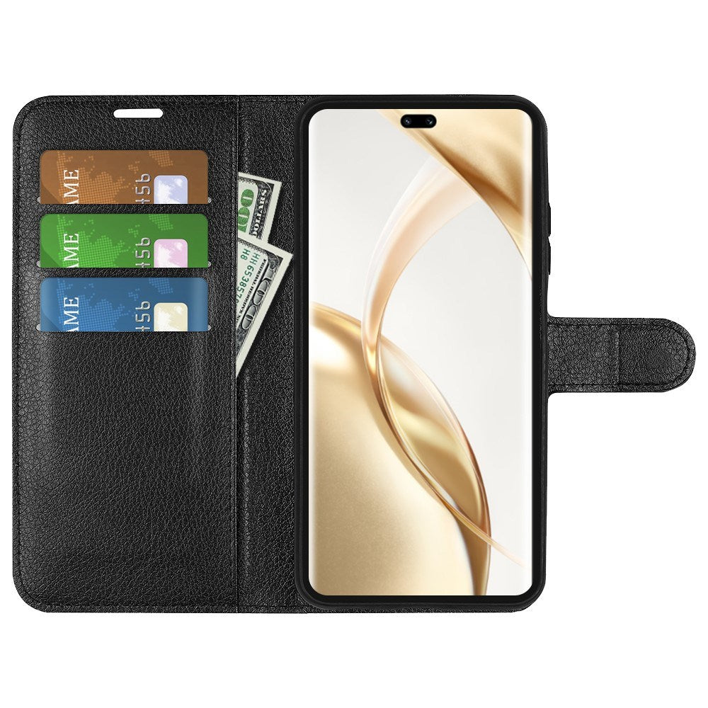 EIDERWOOD - Honor 200 Pro (5G) - Kunstlæder Flip Cover m. Kortholder & Ståfunktion - Sort