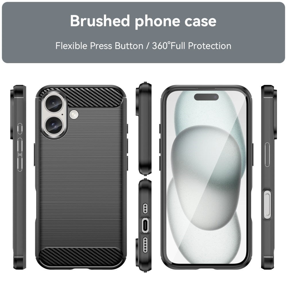 EIDERWOOD iPhone 16 Brushed Carbon Mobil Cover - Sort