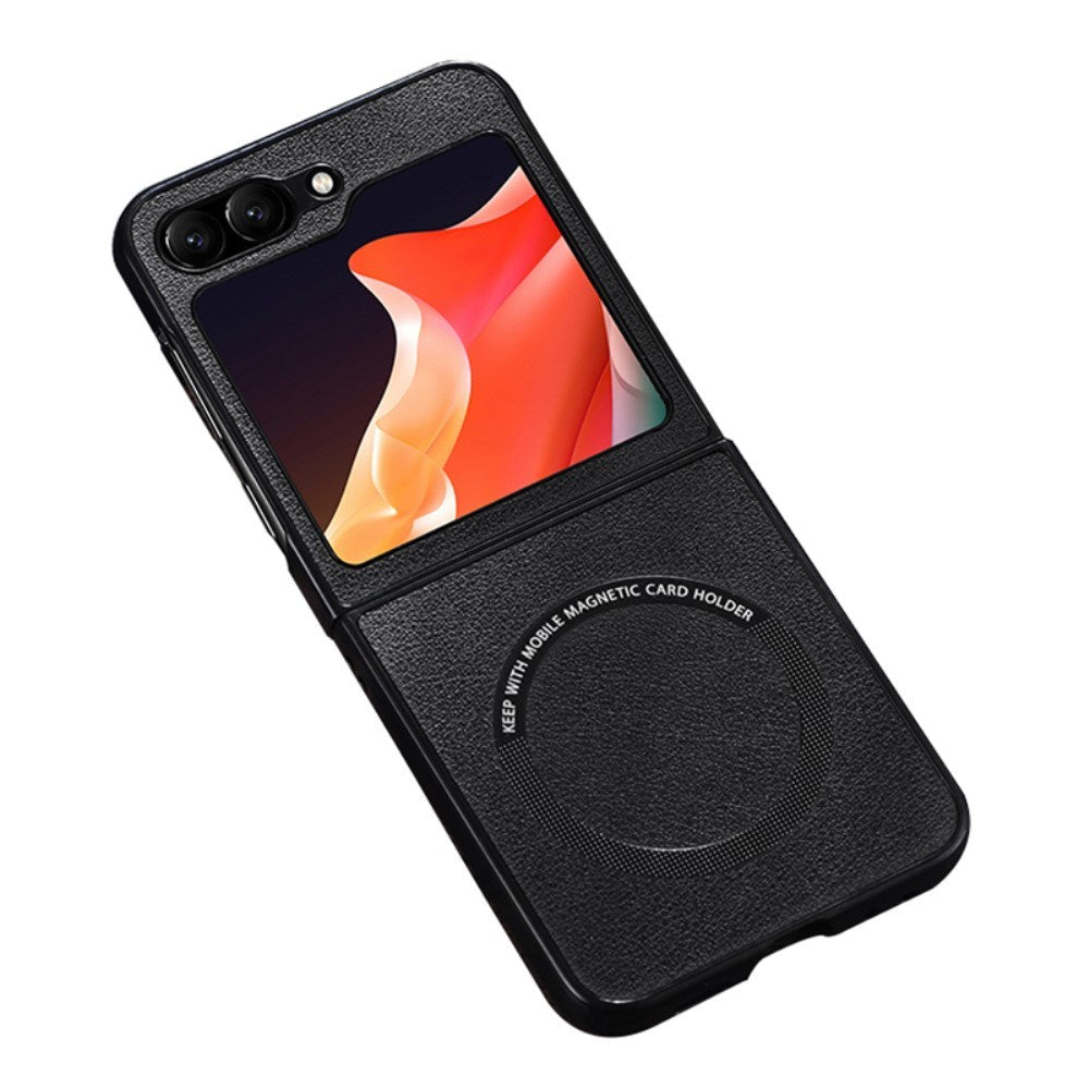 EIDERWOOD Samsung Galaxy Z Flip7 FE / Flip6 Læderbetrukket Plastik Mobil Cover - MagSafe Kompatibel - Sort