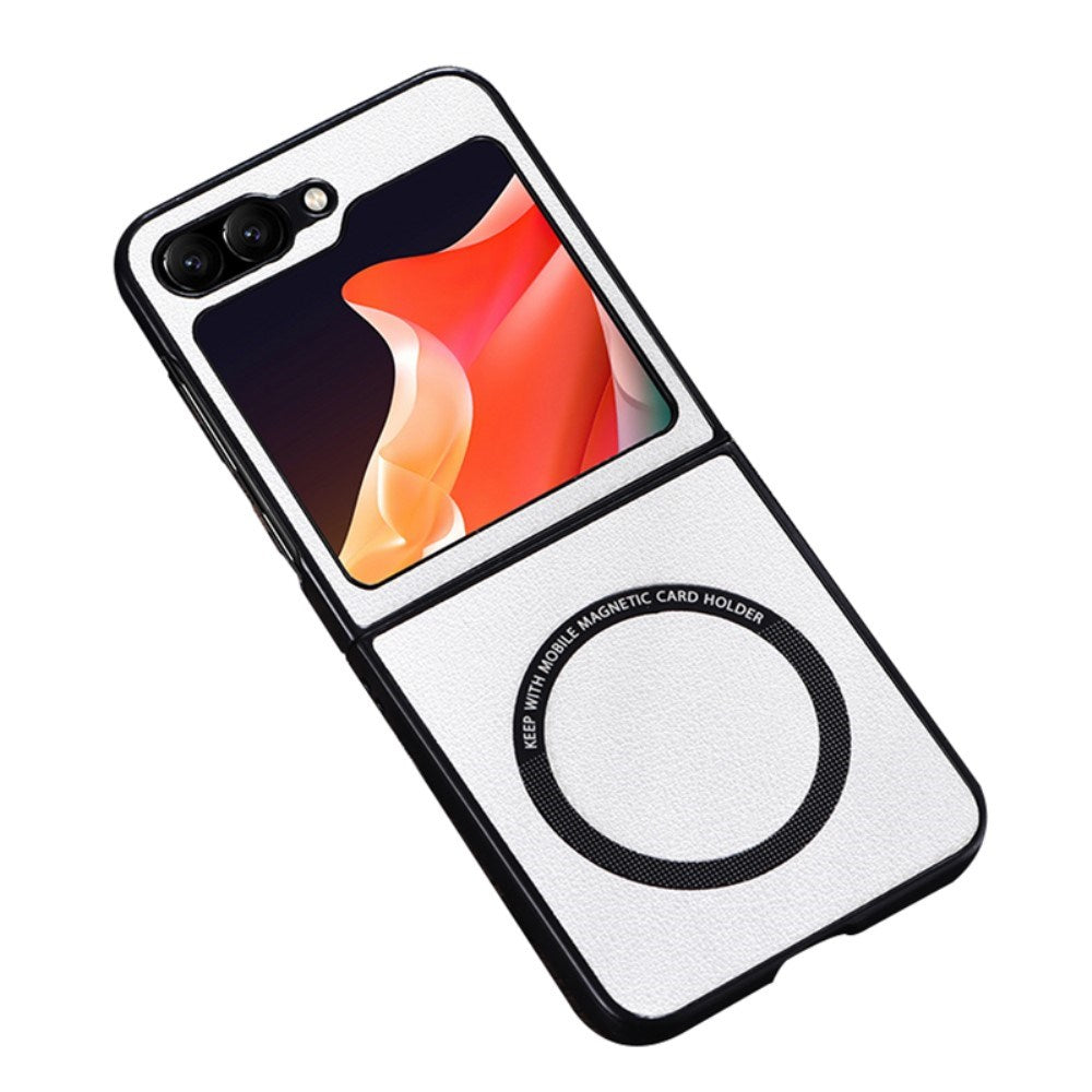 EIDERWOOD Samsung Galaxy Z Flip7 FE / Flip6 Læderbetrukket Plastik Mobil Cover - MagSafe Kompatibel - Hvid