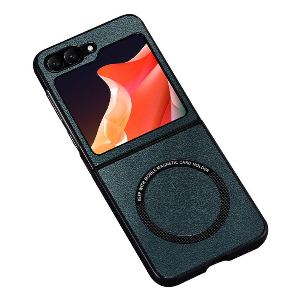 EIDERWOOD Samsung Galaxy Z Flip7 FE / Flip6 Læderbetrukket Plastik Mobil Cover - MagSafe Kompatibel - Grøn