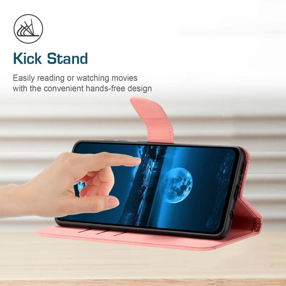 EIDERWOOD Samsung Galaxy S24 FE Mønstret Læder Mobil Cover m. Pung & Strop - Lyserød