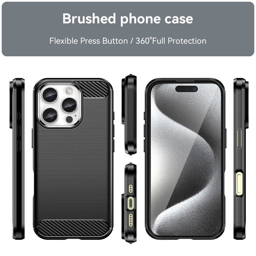 EIDERWOOD iPhone 16 Pro Brushed Carbon Mobil Cover - Sort