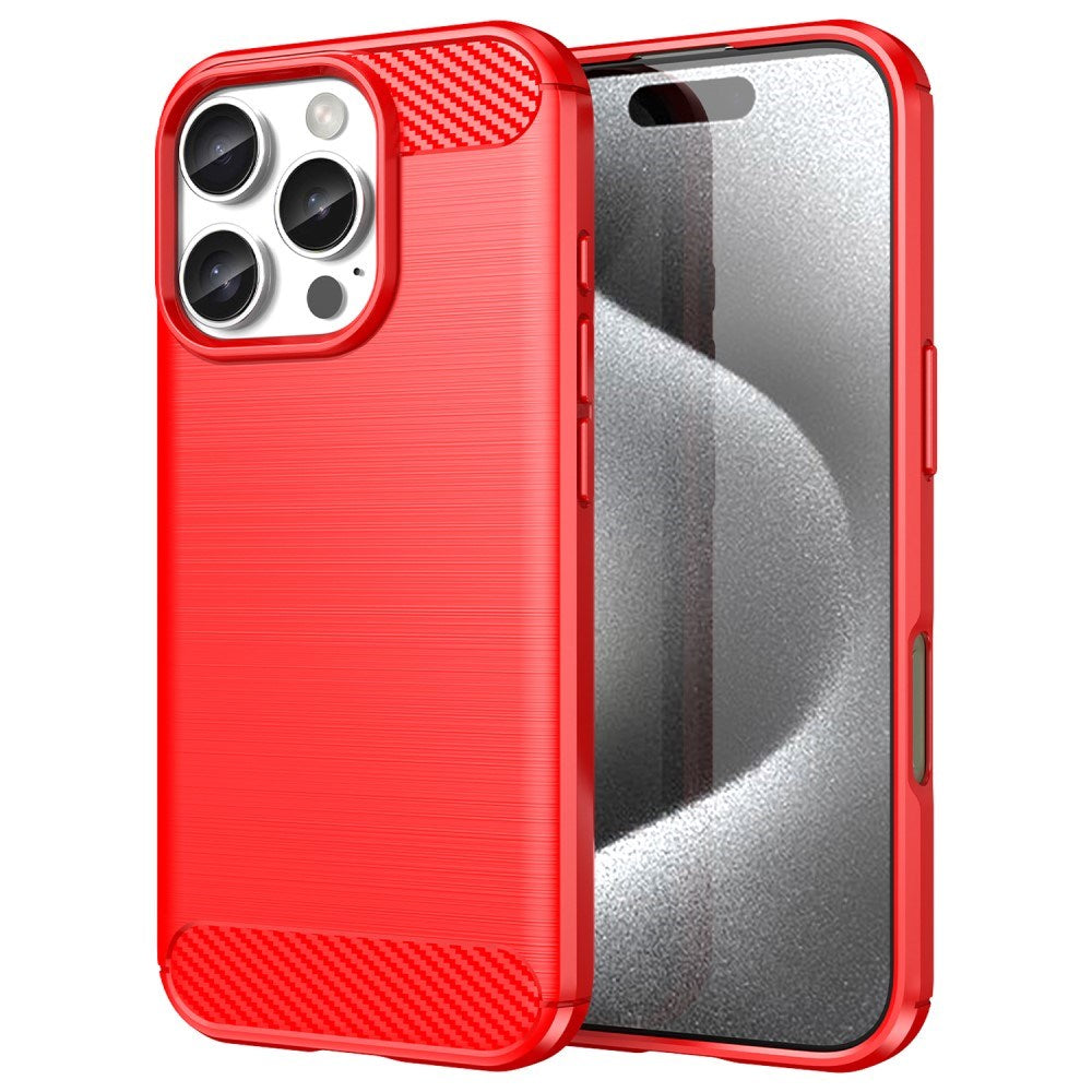 EIDERWOOD iPhone 16 Pro Brushed Carbon Mobil Cover - Rød