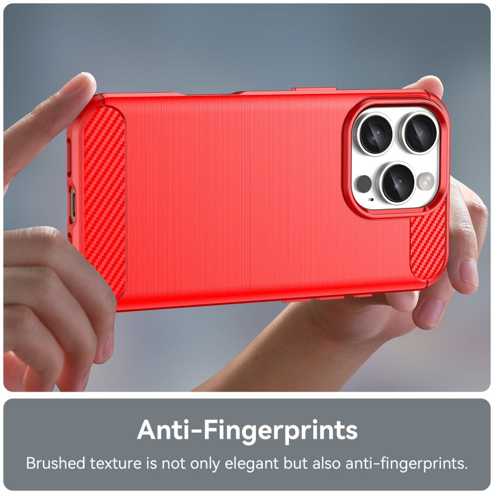 EIDERWOOD iPhone 16 Pro Brushed Carbon Mobil Cover - Rød